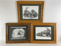 3 Framed Pennsylvania Railroad Signned Lithographs
