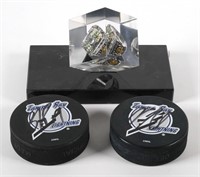 TAMPA BAY LIGHTNING SIGNED PUCKS & RING