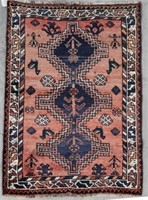 Hand Woven Shiraz Rug or Carpet, 3' 1" x 4' 6"
