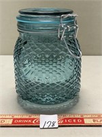 UNIQUE COLORED GLASS SEALED JAR