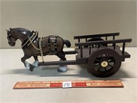 VINTAGE HORSE AND WHEELED WAGON DISPLAY