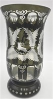Egermann Rare Olive Green Cut To Clear Vase