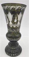 1940's Egermann Olive Green Hand Cut Glass Vase