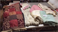 Two boxes of miscellaneous, crochet, blanket,