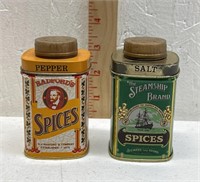 Tin Spices Salt & Pepper Shakers   Made