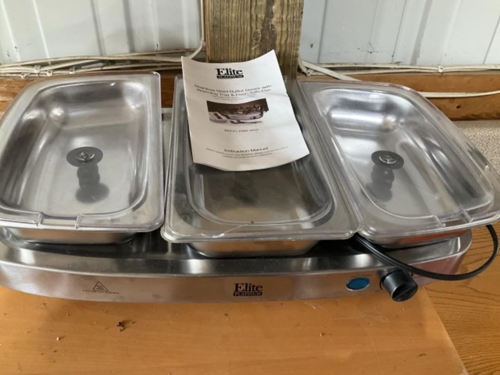 Elite Platinum Warming Tray w/ 3 Containers