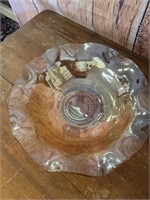 11" Jeanette Iris Herringbone Marigold Glass Bowl