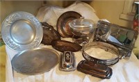 Silver plate chrome, aluminum serving trays
