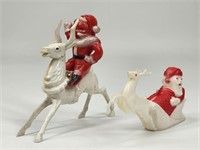 2) ROSBRO PLASTIC SANTA CLAUS REINDEER