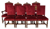 (8) DEPRESSION-ERA UPHOLSTERED DINING CHAIRS