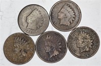 Lot of 5 Pre 1900 Indian Head Cents