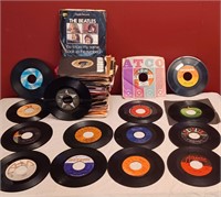 BOX of Vintage 45 RPM VINYL RECORDS ~ ROCK COUNTRY
