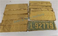 11 unused pairs of 1938 Colorado license plates