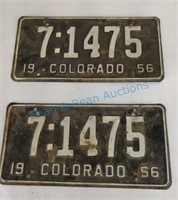 Pair of 1956 Colorado license plates