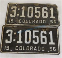 Pair of 1956 Colorado license plates
