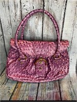 Purple ostrich, print handbag