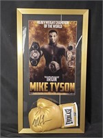 Signed Mike Tyson left boxing glove with poster