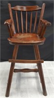 Antique arts & crafts oak child's high chair /
