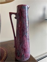 Pink pottery pitcher & MCM green pottery ashtray