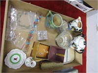 Roseville cup(chip), cream sugar set, jewelry and