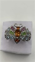 Citrine Butterfly Sterling Ring Size 7.25