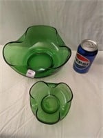 Forest Green WV Glass Chip-n-Dip Bowls