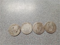 Silver Barber Quarters, 1915D, 1907O, 1909S And