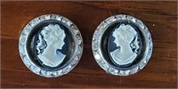 VTG Mister Bijoux Cameo Clip On Earrings