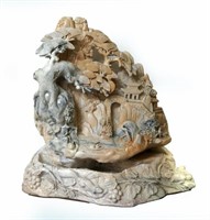 Outstanding Oriental Motif Carved Marble fountain