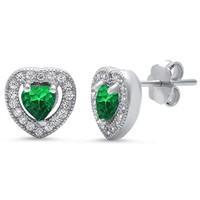 Heart Cut 2.26ct Emerald & White Topaz Earrings