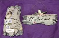RESIN BIRD-THEMED WELCOME SIGN & INSPIRING QUOTE