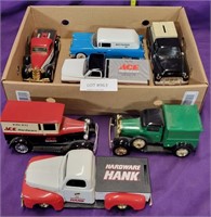 FLAT OF DIE-CAST METAL ADVERTISING TRUCK BANKS