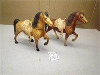 2 BRYER HORSES W/ SADDLES