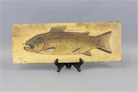 Oscar Peterson Brown Trout Relief Carved Plaque,