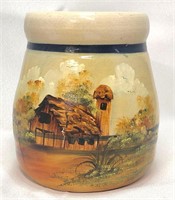 1983 Vintage Hand Painted Stoneware Jar
