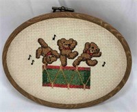 Completed Needlepoint Embroidery Dancing Christmas