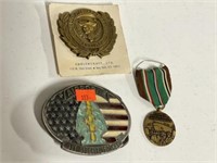 WWII Medal, US Army Recruiter Pin, Belt Buckle