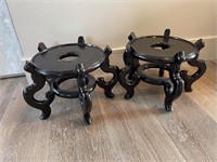 Pair of Beautiful Wood Oriental Style Plant Stands