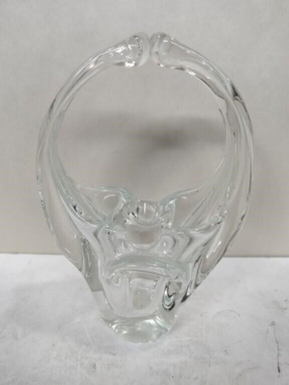Murano art glass split handle basket 8x5
