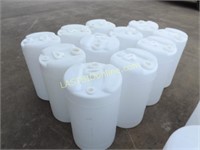 11 WHITE POLY 15 GALLON DRUMS / BARRELS WITH CAPS