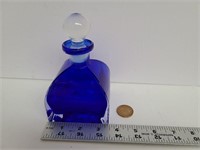 Beautiful Larger Blue Glass Perfume Bottle