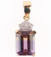 14K GOLD LADIES PENDANT AMETRINE GEMSTONE