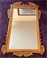 Antique Green Burgundy & Gold Wall Hanging Mirror