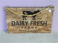 Wood Dairy Fresh Cow Sign