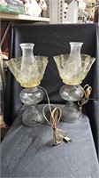2 Vtg Oil Lamps Converted to Electric