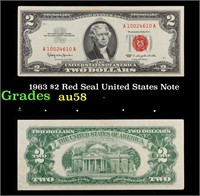 1963 $2 Red Seal United States Note Grades Choice