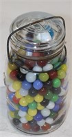 ANTIQUE GLASS JAR OF MARBLES