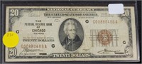 1929 $20 CHICAGO ILL. BROWN SEAL BANK NOTE