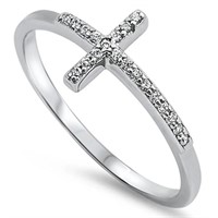 Trending Sideways Cross Cz Ring