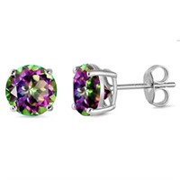 Round Cut .50 Ct Rainbow Topaz Stud Earrings